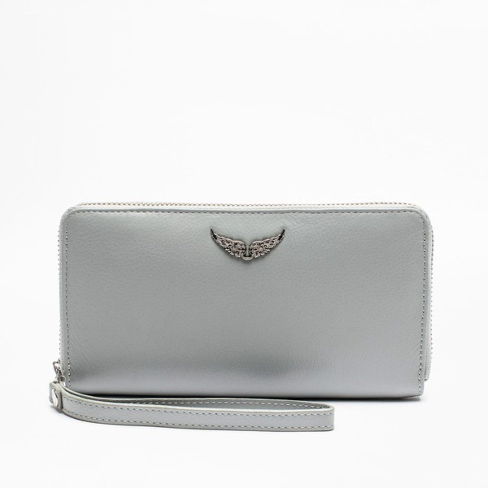 Zadig and Voltaire gray leather wallet Wristlet